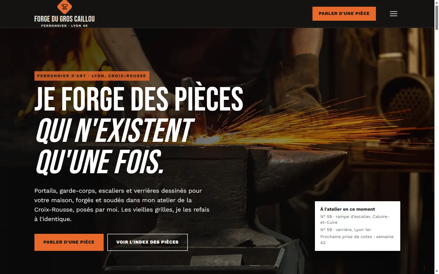 Page d’accueil de la démo Forge du Gros Caillou