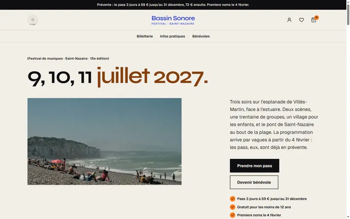 Page d’accueil du site Bassin Sonore