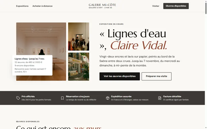 Page d’accueil du site Galerie Mi-Côte