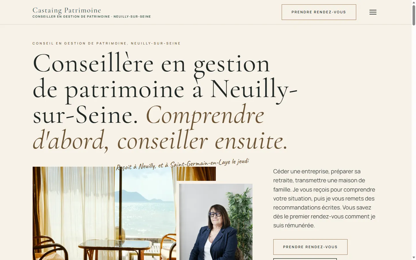 Page d’accueil de la démo Castaing Patrimoine