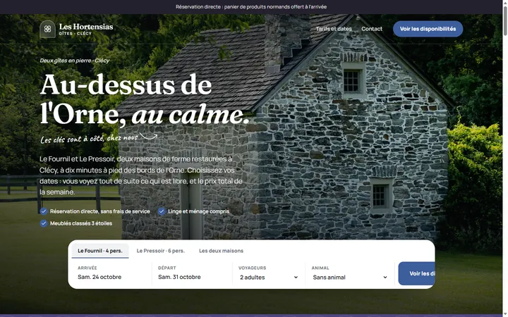 Page d’accueil du site Les Hortensias