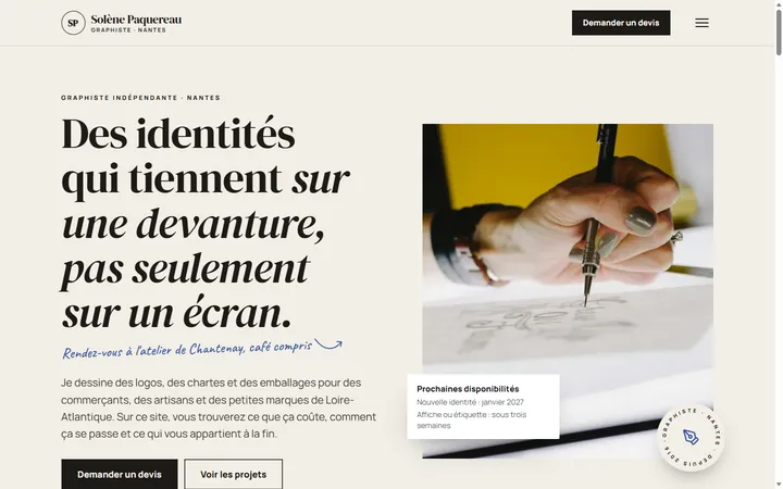 Page d’accueil du site Solène Paquereau