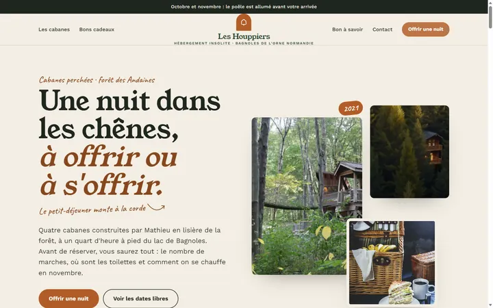 Page d’accueil du site Les Houppiers
