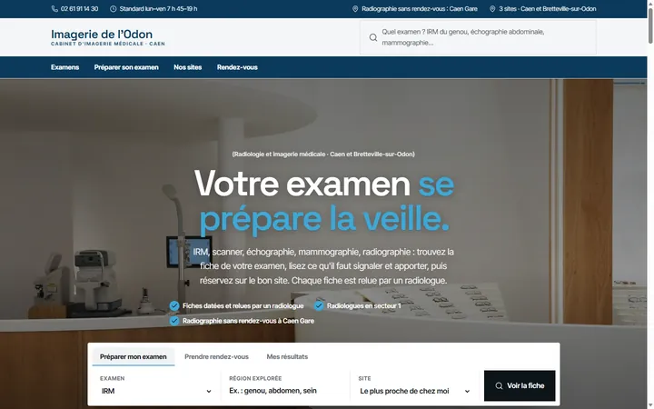 Page d’accueil du site Imagerie de l'Odon