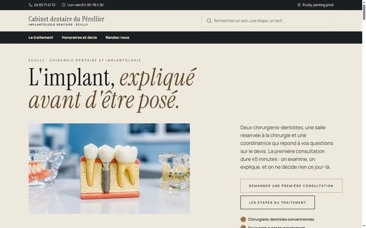 Page d’accueil du site Cabinet dentaire du Pérollier
