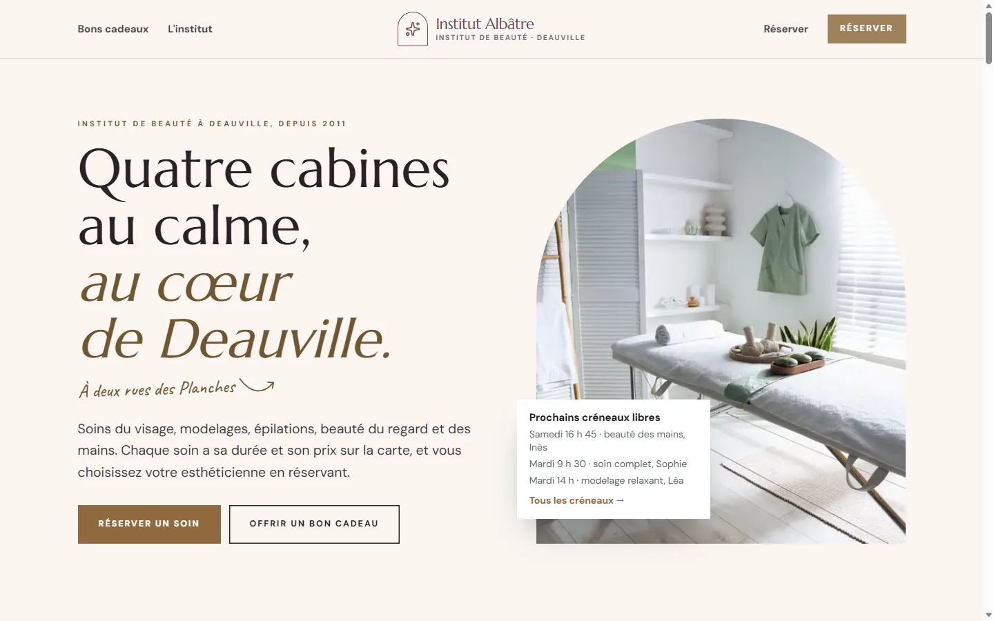 Page d’accueil de la démo Institut Albâtre