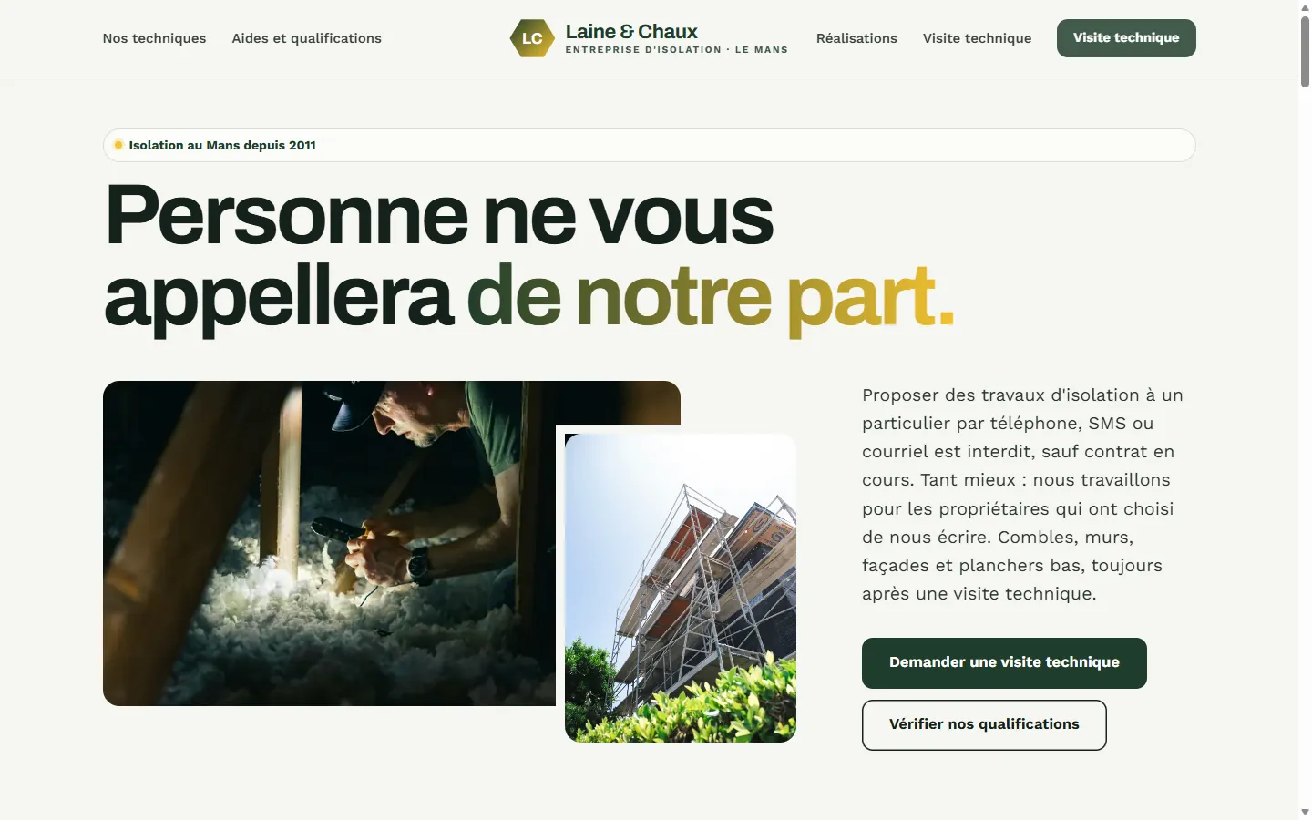 Page d’accueil de la démo Laine & Chaux