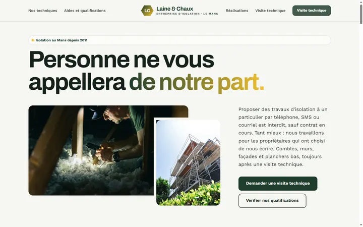 Page d’accueil du site Laine & Chaux
