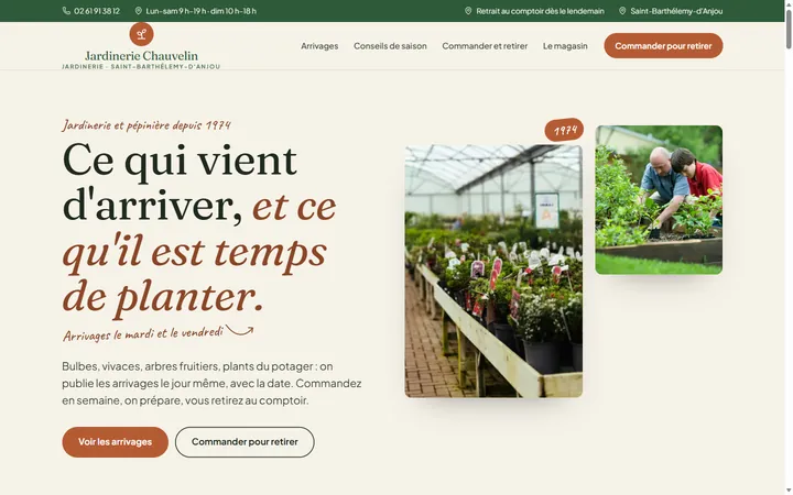 Page d’accueil du site Jardinerie Chauvelin
