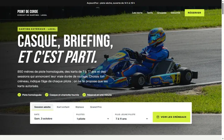Page d’accueil du site Point de Corde