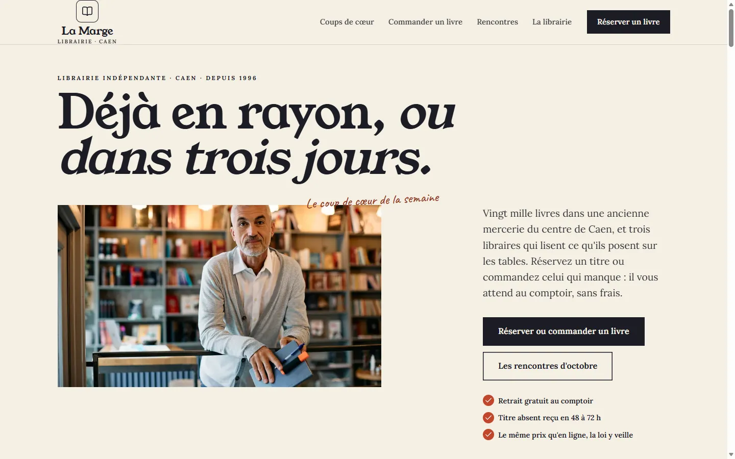 Page d’accueil de la démo La Marge