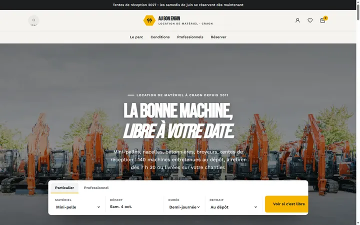 Page d’accueil du site Au Bon Engin