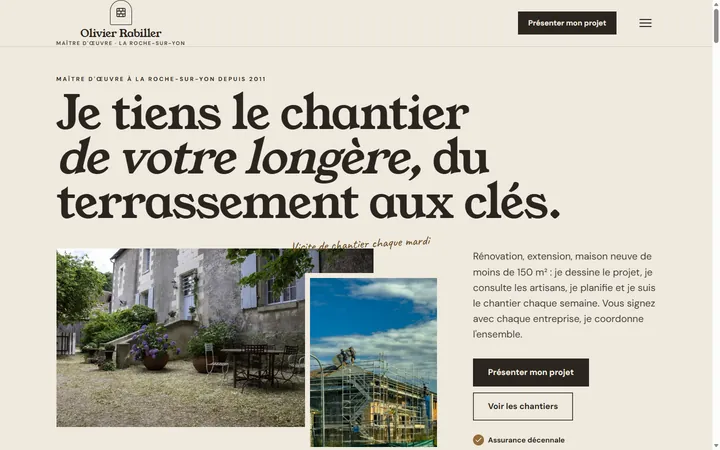 Page d’accueil du site Olivier Rabiller