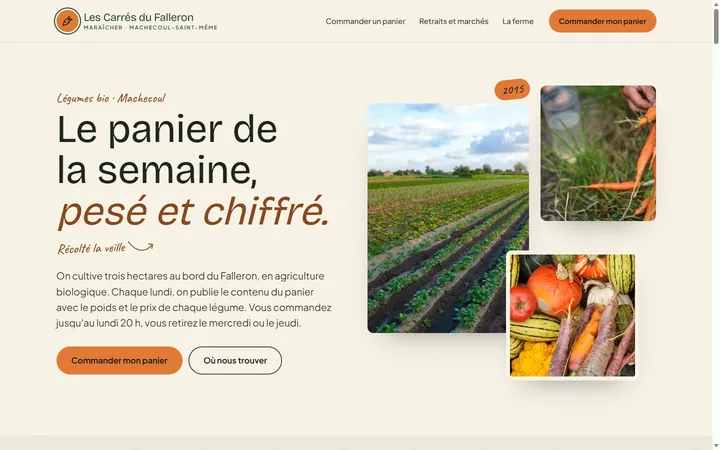 Page d’accueil du site Les Carrés du Falleron