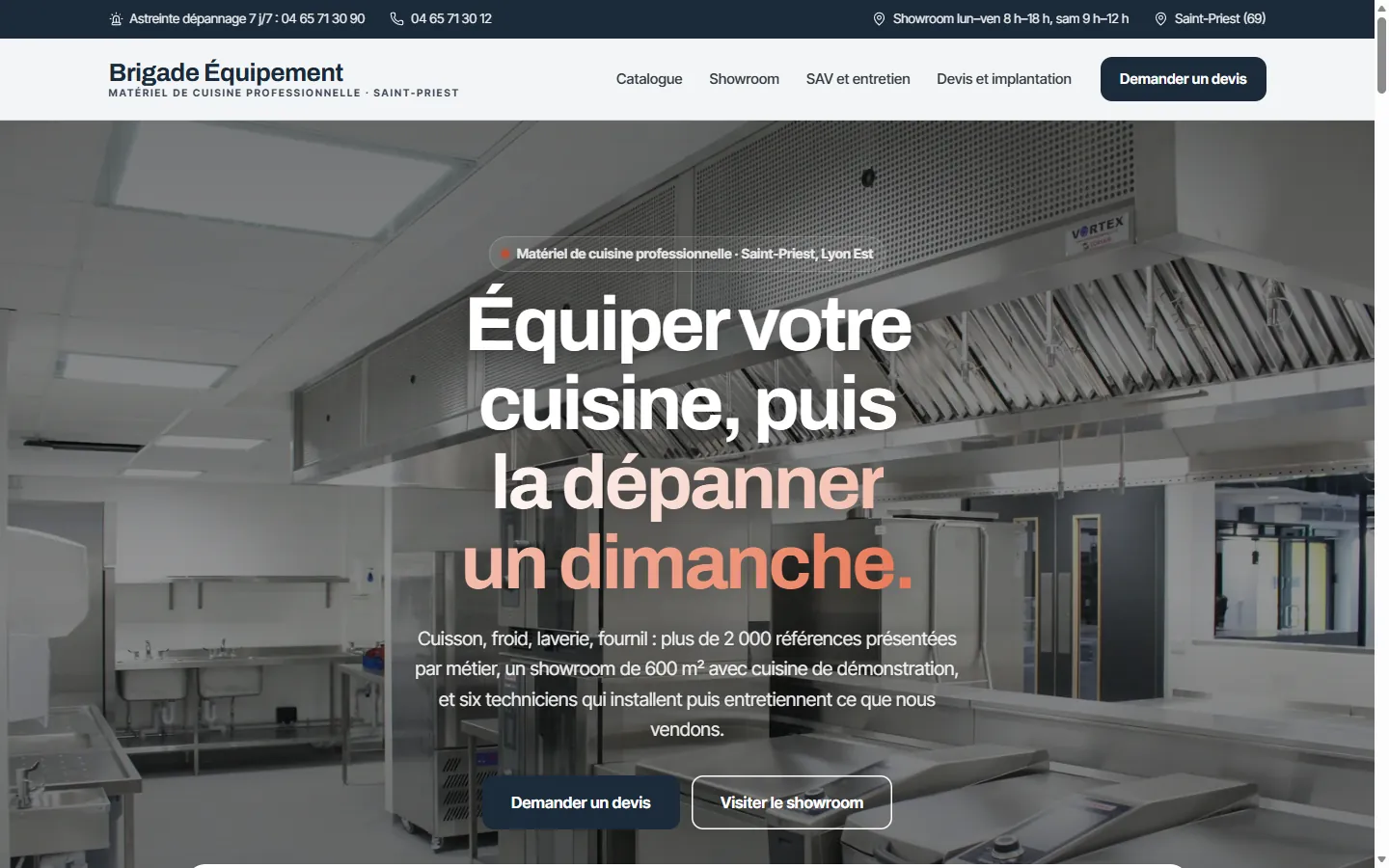 Page d’accueil de la démo Brigade Équipement