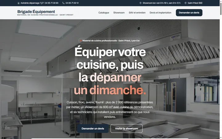 Page d’accueil du site Brigade Équipement