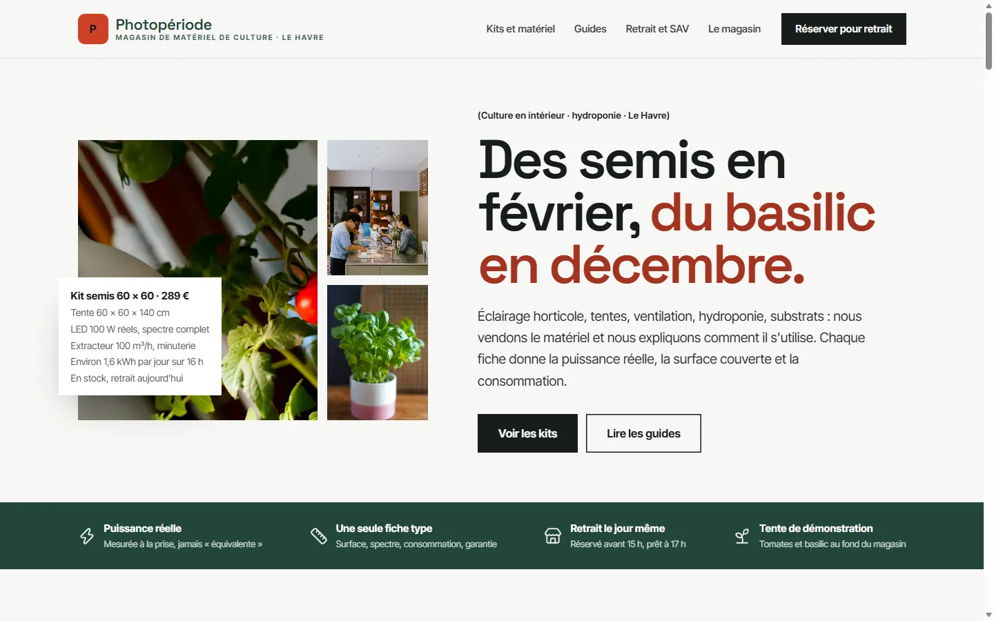 Page d’accueil de la démo Photopériode