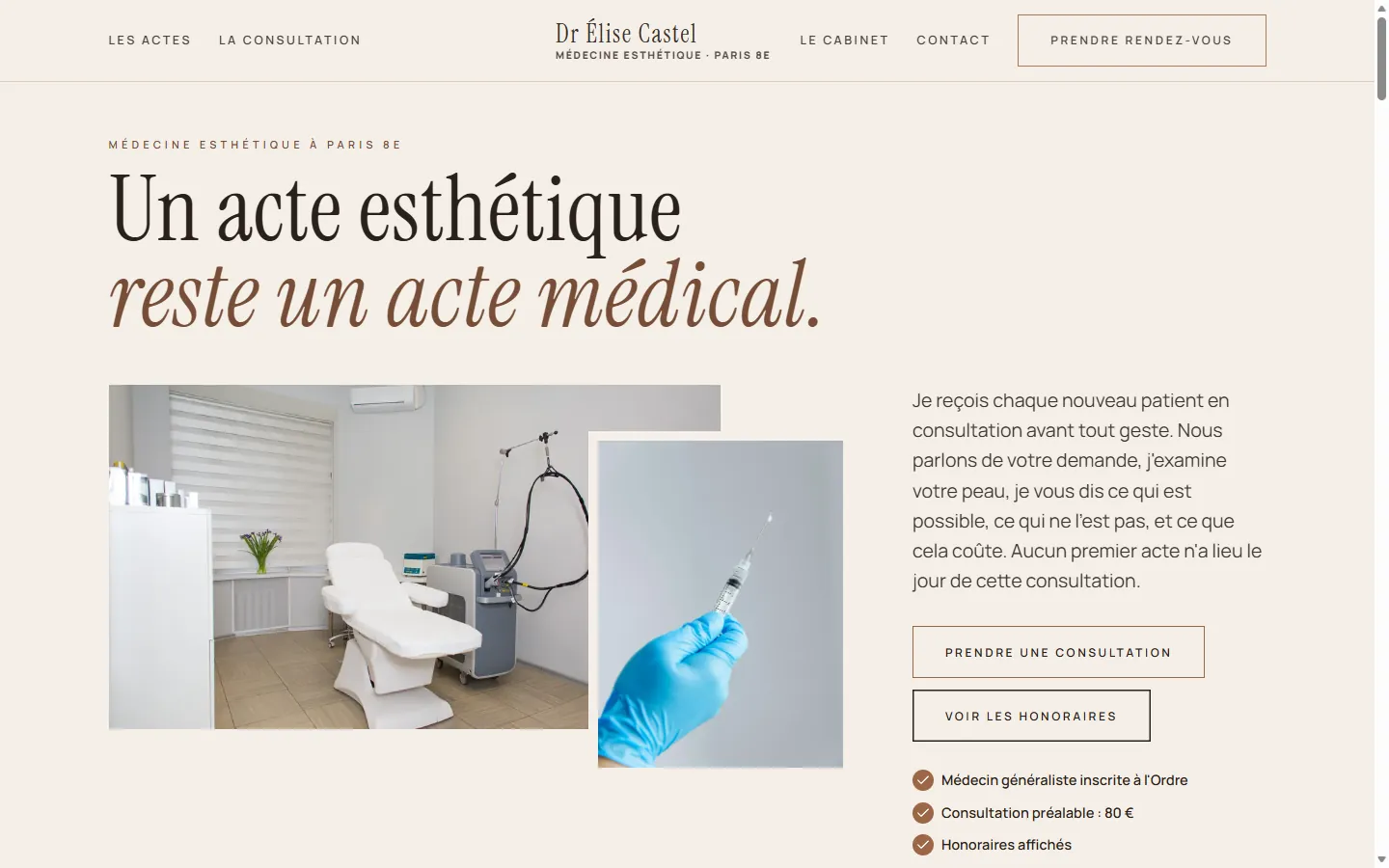Page d’accueil du site Dr Élise Castel