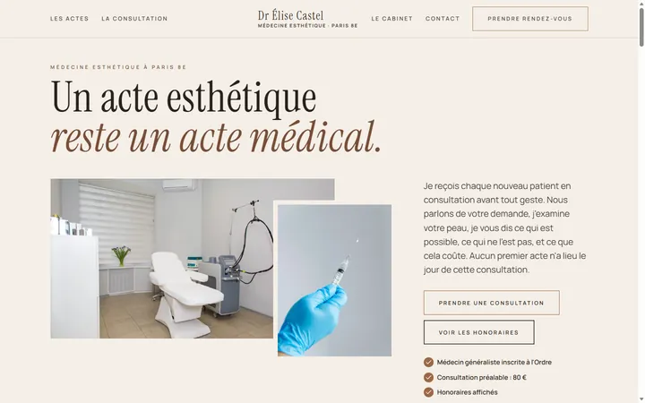 Page d’accueil du site Dr Élise Castel