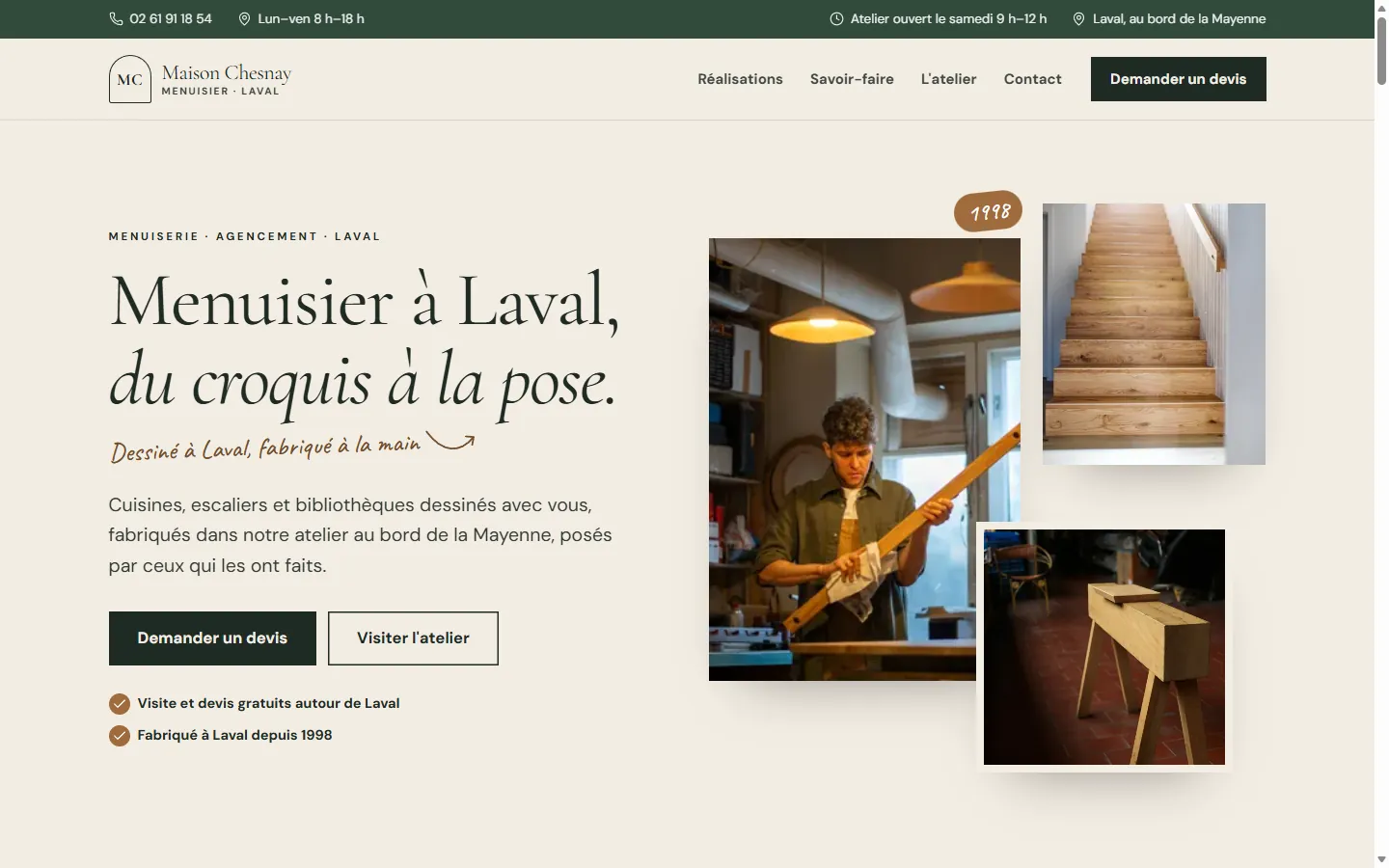 Page d’accueil de la démo Maison Chesnay