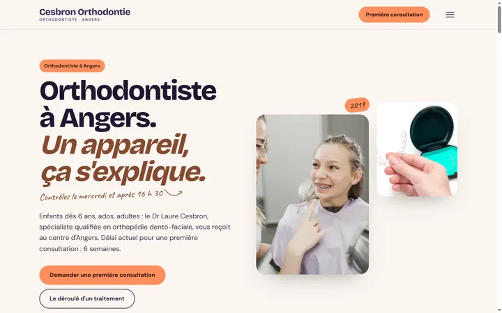 Page d’accueil du site Cesbron Orthodontie