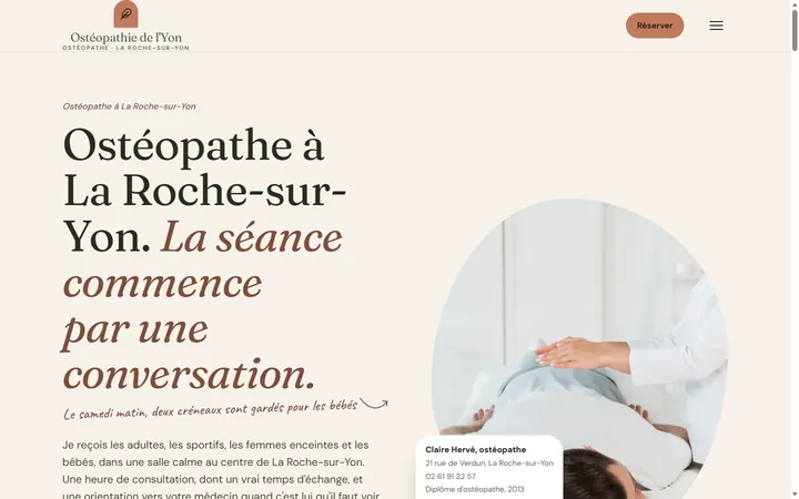 Page d’accueil du site Ostéopathie de l'Yon