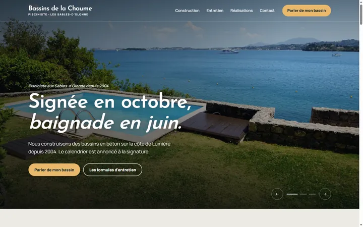Page d’accueil du site Bassins de la Chaume