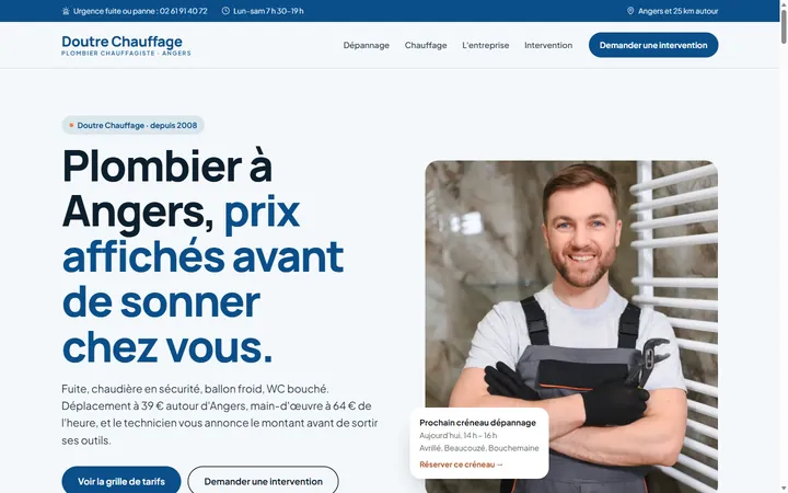 Page d’accueil du site Doutre Chauffage
