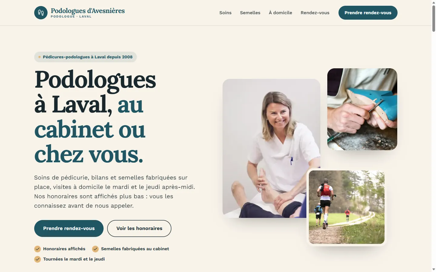 Page d’accueil de la démo Podologues d'Avesnières