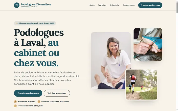 Page d’accueil du site Podologues d'Avesnières