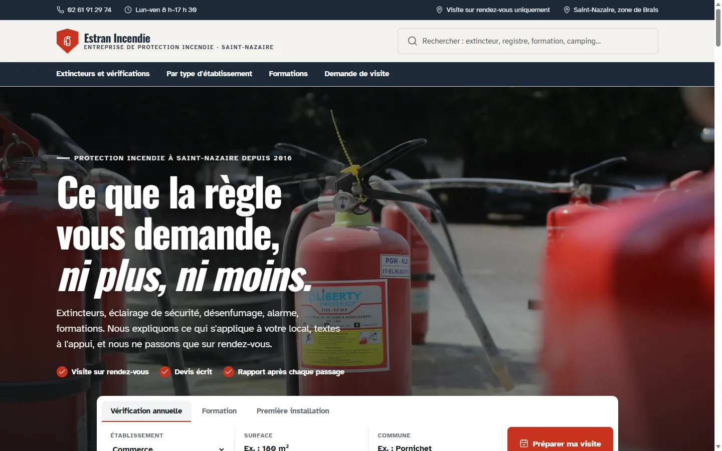 Page d’accueil de la démo Estran Incendie