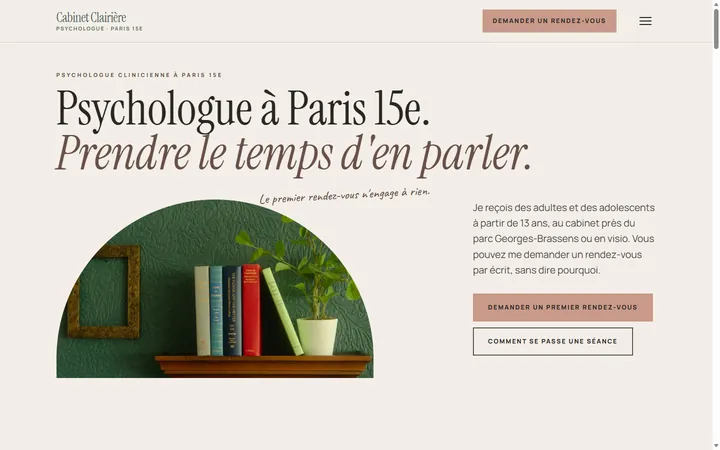 Page d’accueil du site Cabinet Clairière