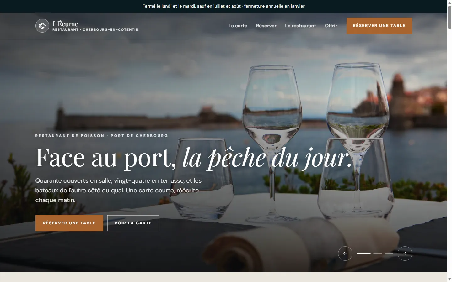 Page d’accueil de la démo L'Écume