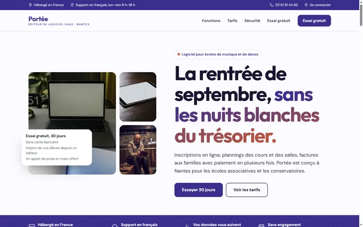 Page d’accueil du site Portée