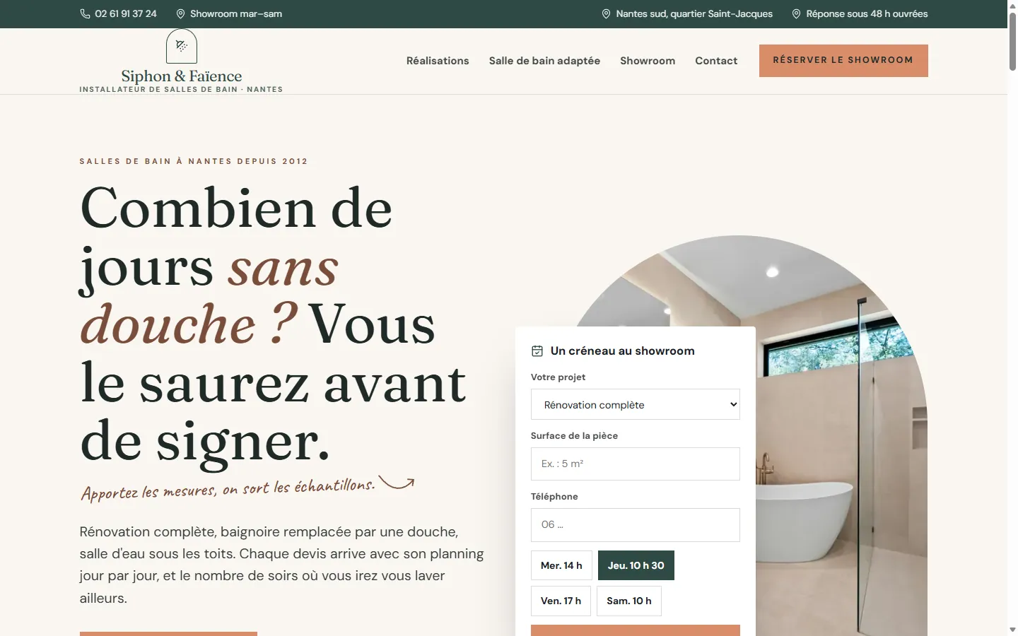 Page d’accueil de la démo Siphon & Faïence