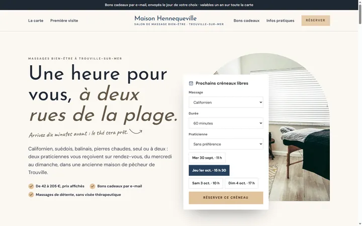 Page d’accueil du site Maison Hennequeville
