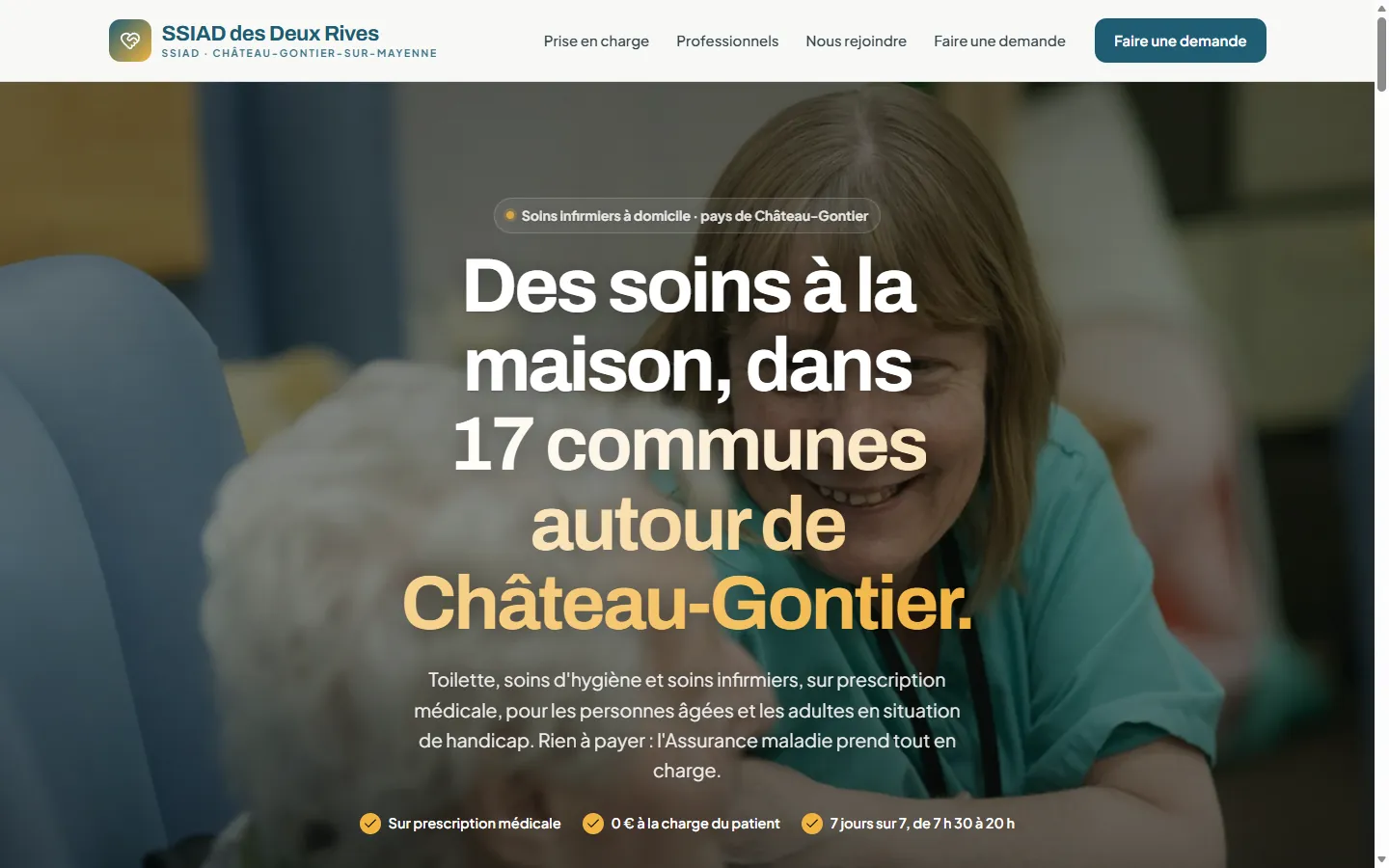 Page d’accueil de la démo SSIAD des Deux Rives