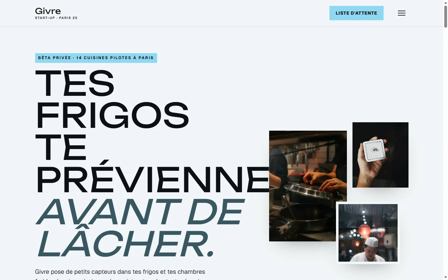 Page d’accueil de la démo Givre