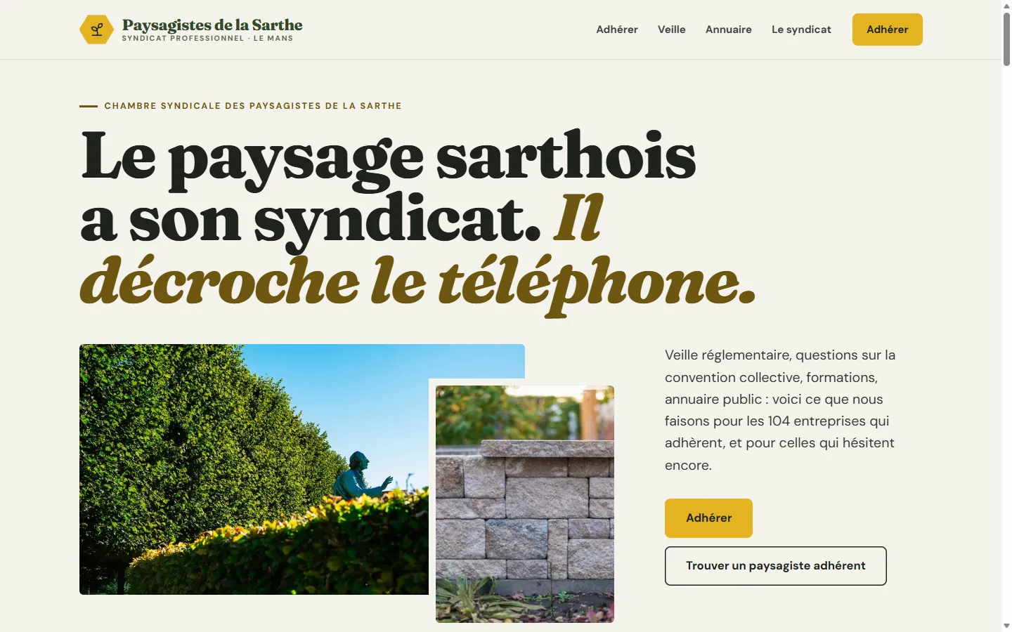 Page d’accueil de la démo Paysagistes de la Sarthe