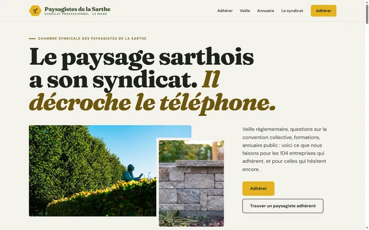 Page d’accueil du site Paysagistes de la Sarthe