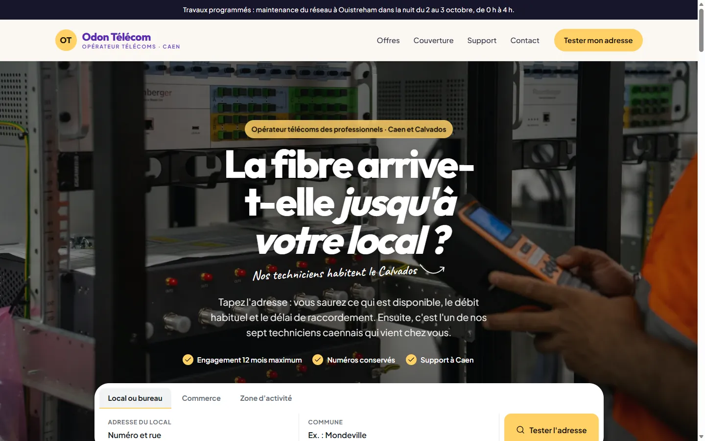 Page d’accueil de la démo Odon Télécom