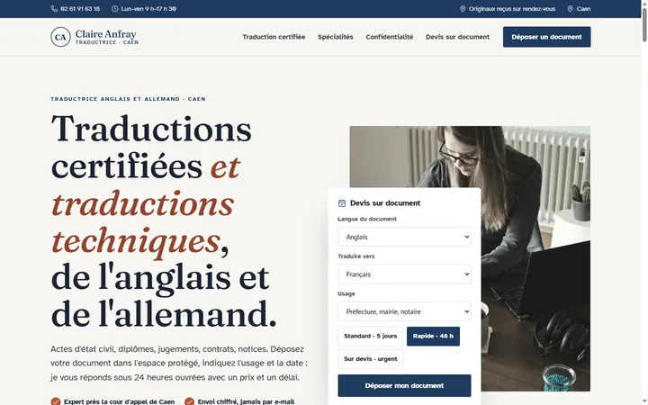 Page d’accueil du site Claire Anfray
