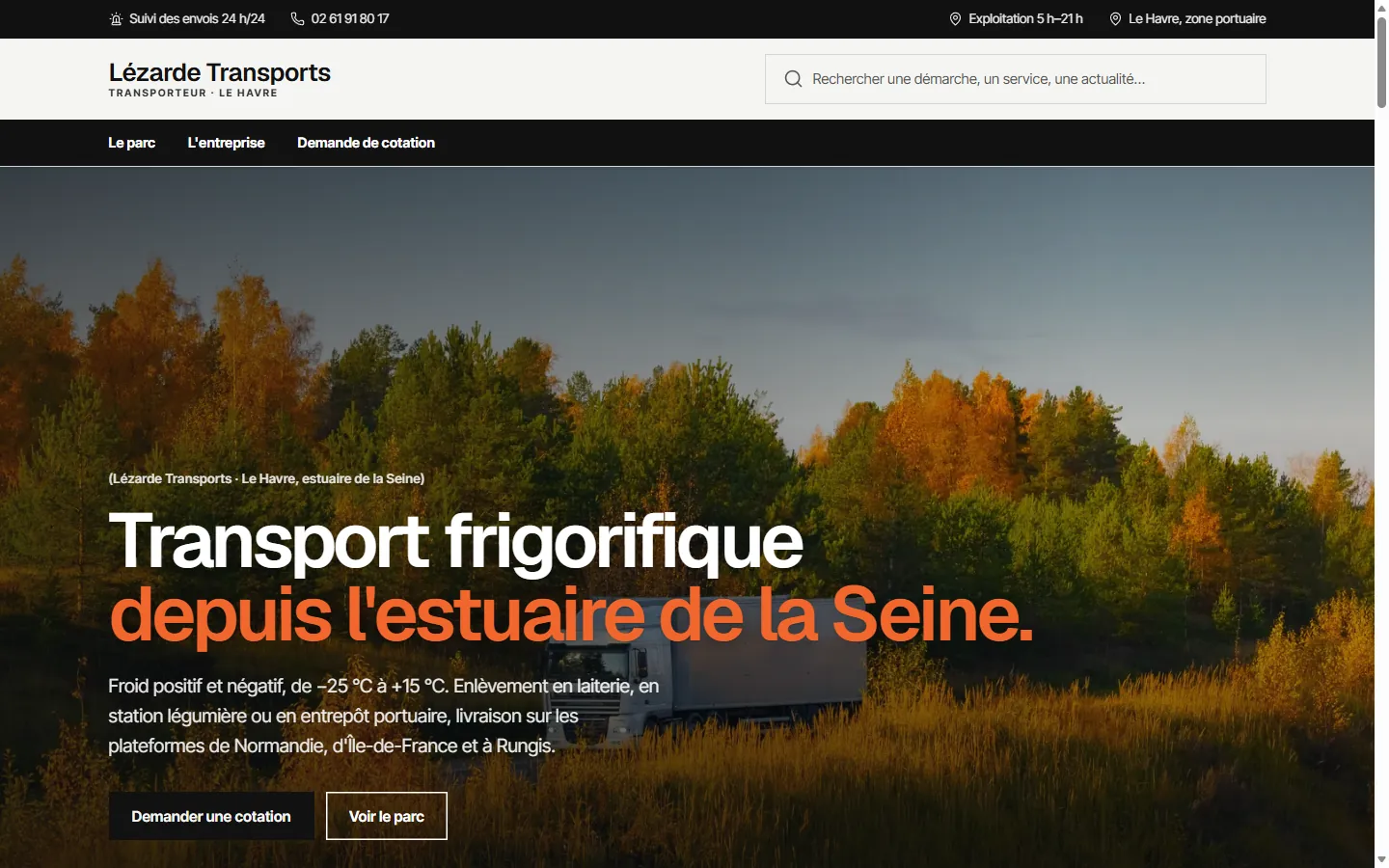 Page d’accueil de la démo Lézarde Transports