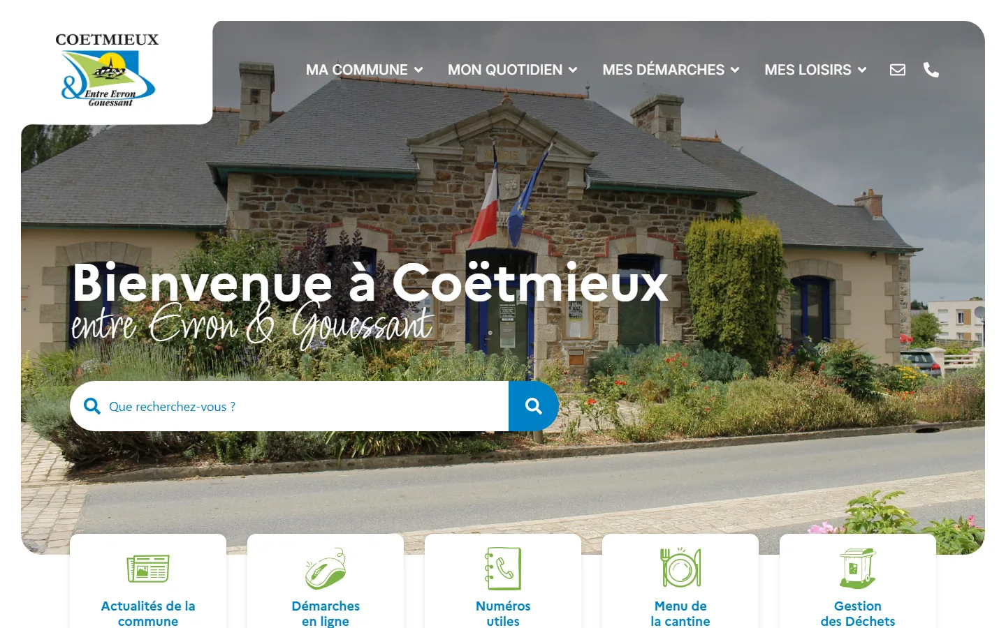Page d’accueil du site Commune de Coëtmieux