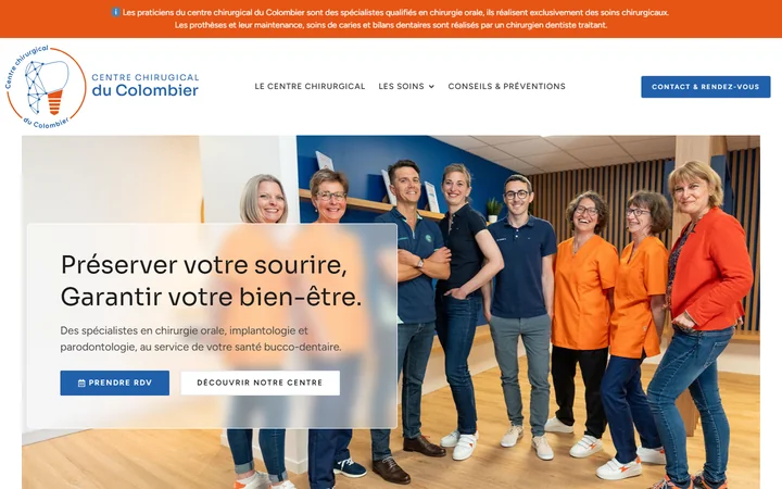 Page d’accueil du site Centre chirurgical du Colombier