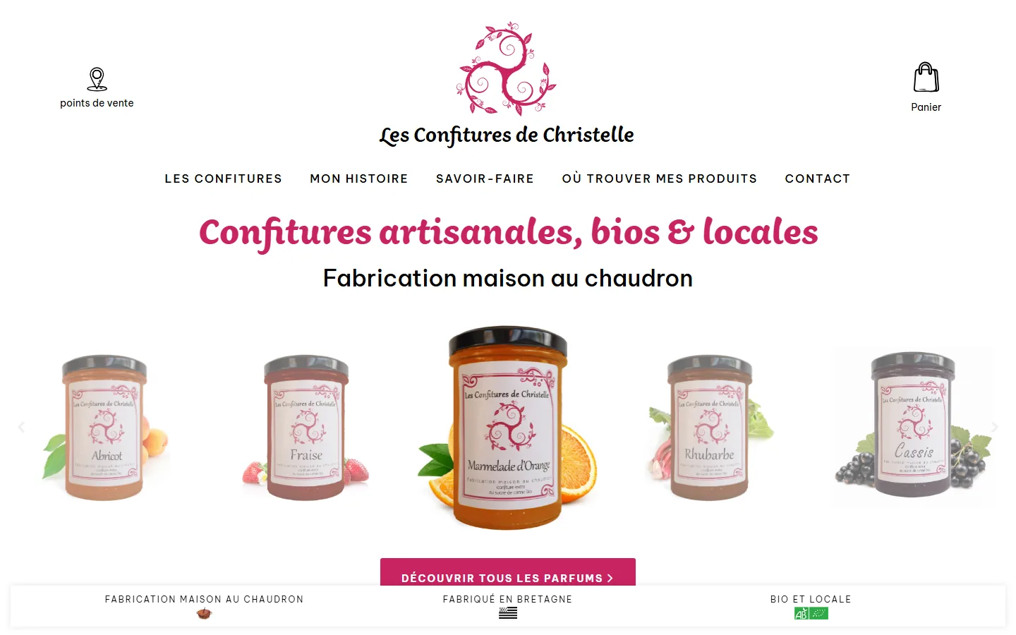 Page d’accueil du site Les Confitures de Christelle