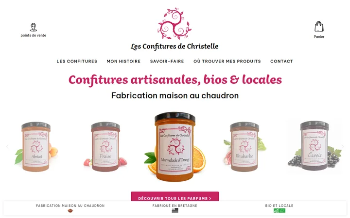Page d’accueil du site Les Confitures de Christelle