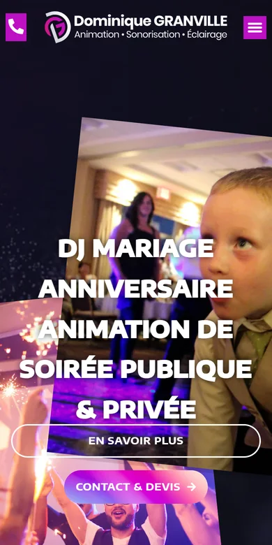 Le site Dominique Granville Animation sur téléphone