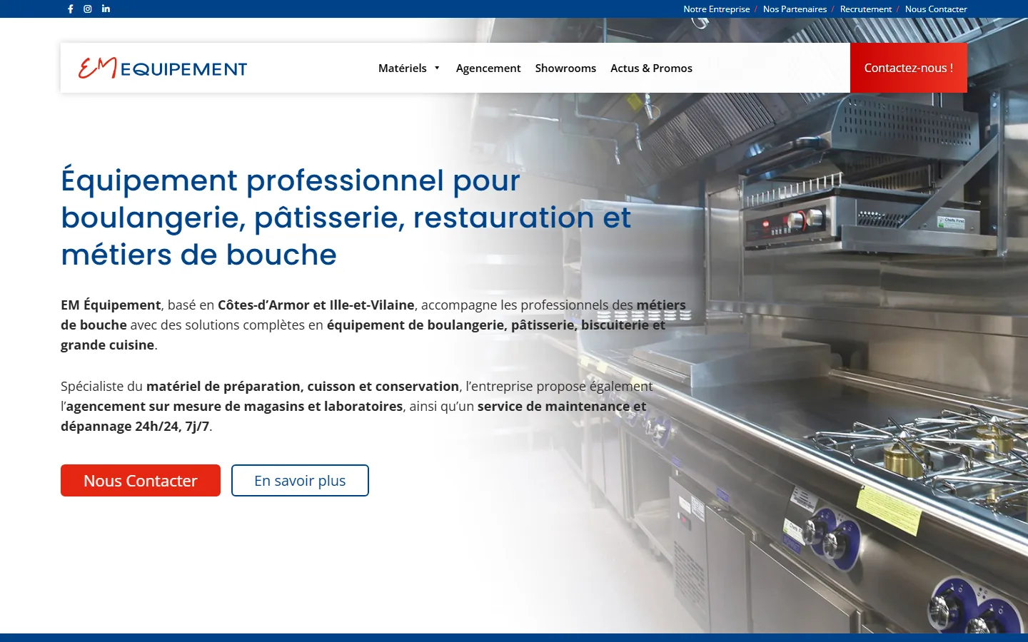 Page d’accueil du site EM Équipement