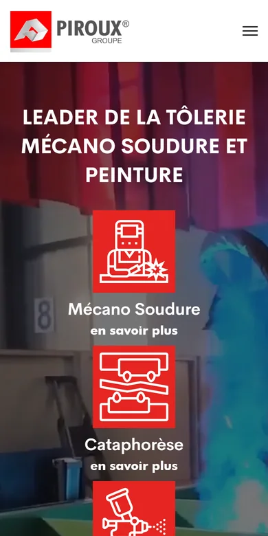 Le site Groupe Piroux sur téléphone